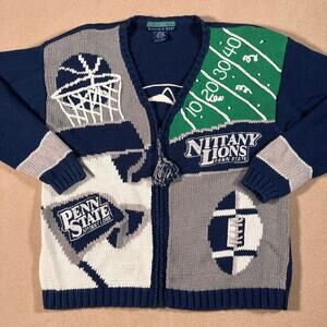Vintage Penn State Nittany Lions Collegiate Eagles Eye Knit Novelty Sweater Sz M